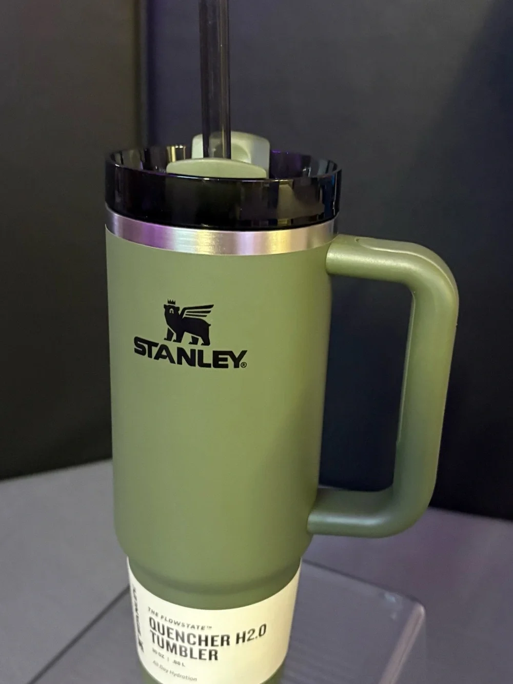 Stanley Olive Green Insulated Quencher Mug with Black Lid